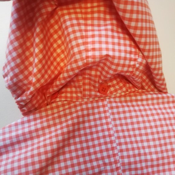 🌻 Lands' End Orange Plaid Rain Coat - Picture 9 of 10